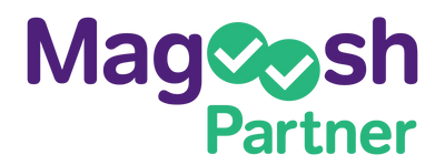 Logo of Magoosh Partner with purple and green text.