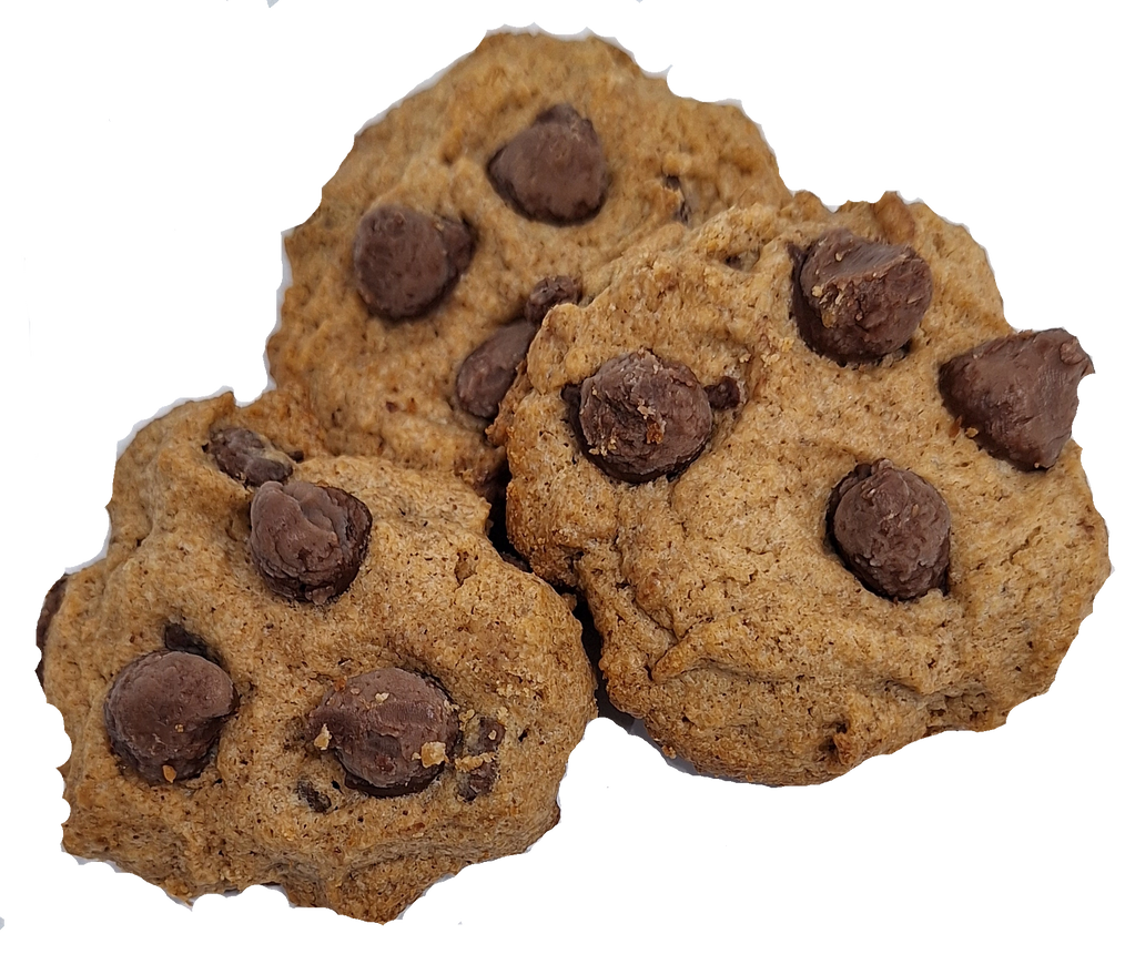 Chocolate Chip Cookies
GLUTEN FREE
This cookie choice is chocolaty and gluten free, no flour. 