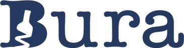 Logo with text 'Bura' featuring a wine bottle silhouette.