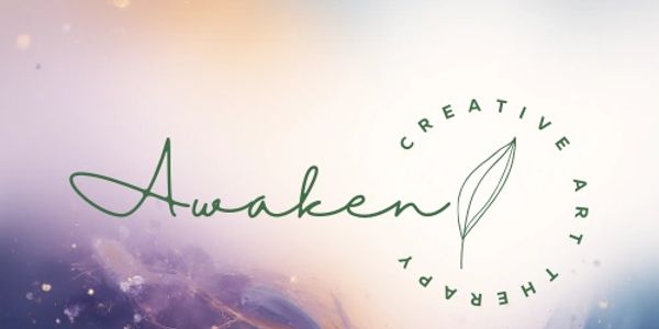Creative Art Therapy logo with 'Awaken' text and leaf design.