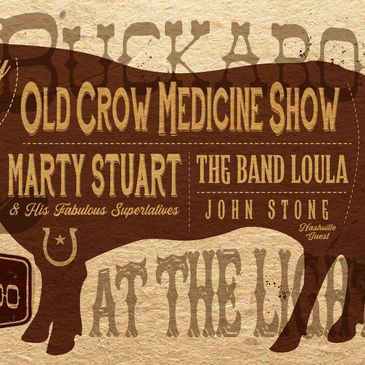 Poster for Old Crow Medicine Show with Marty Stuart and The Band Loula.