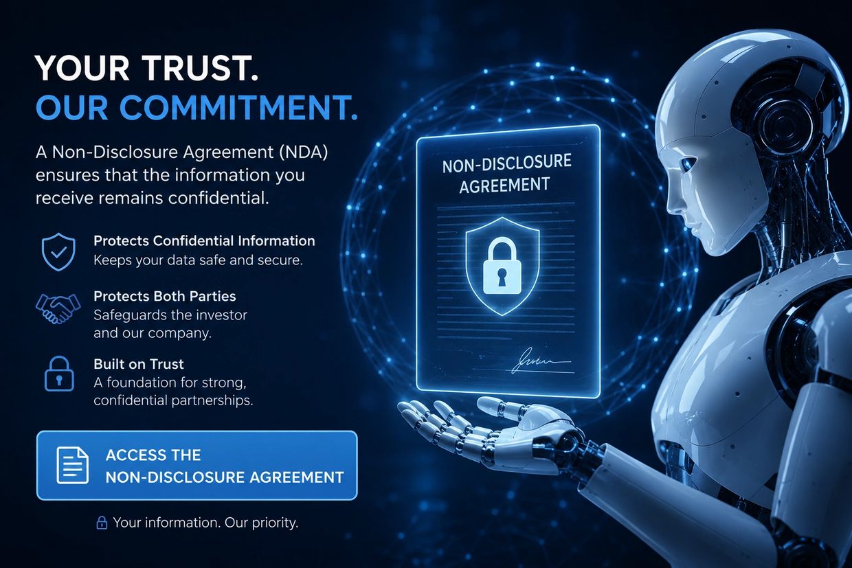 Robot presenting a non-disclosure agreement with security benefits.