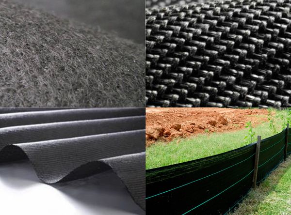 Examples of nonwoven, woven, monofilament and silt fence.