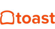 Toast logo in orange with a stylized toast icon.