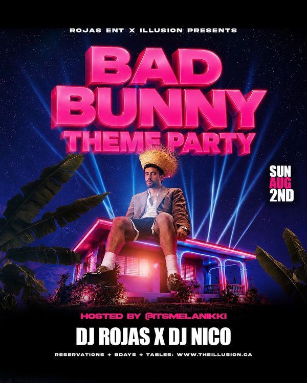 Alberta Heritage Long Weekend Party inside The Illusion Lounge, Edmonton. Bad Bunny theme Party!
