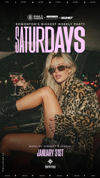 Edmonton’s biggest weekly Party every Saturday inside The Illusion Lounge. Open format Music.