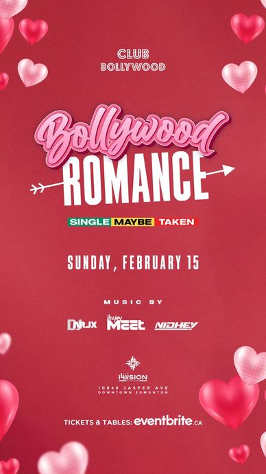 Edmonton Alberta's biggest Valentine's 2026 Bollywood party inside The Illusion Lounge 