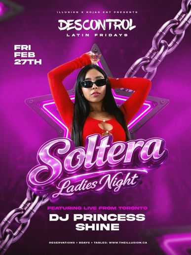 Edmonton’s biggest weekly Latin Party every Friday inside The Illusion Lounge. 