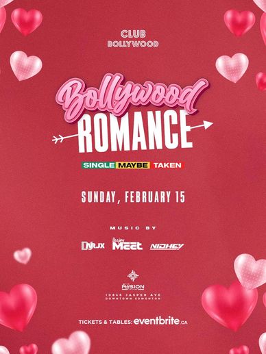Edmonton Alberta's biggest Valentine's 2026 Bollywood party inside The Illusion Lounge 