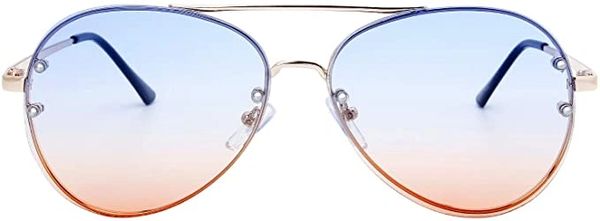 The Fresh Oversize Rimless Ocean Color Aviator Sunglasses