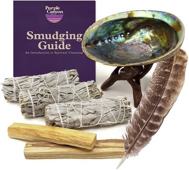 Purple Canyon Smudge Kit (Beginner's Gift Set) Guide for Home Cleansing & Healing Meditation Rituals