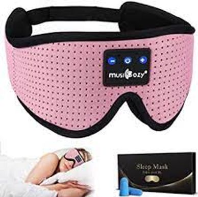 New Pink Sleep Headphones Eye Patch 3D Wireless Bluetooth 