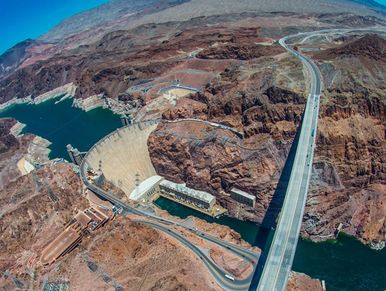 ariel view of hoover dam