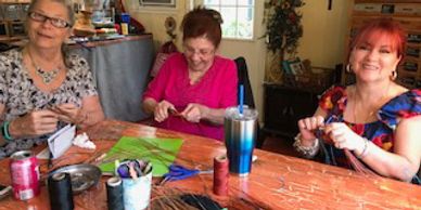 Basket Student's having fun making pine needle baskets.