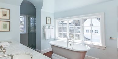 sunlit bathroom in architect's home