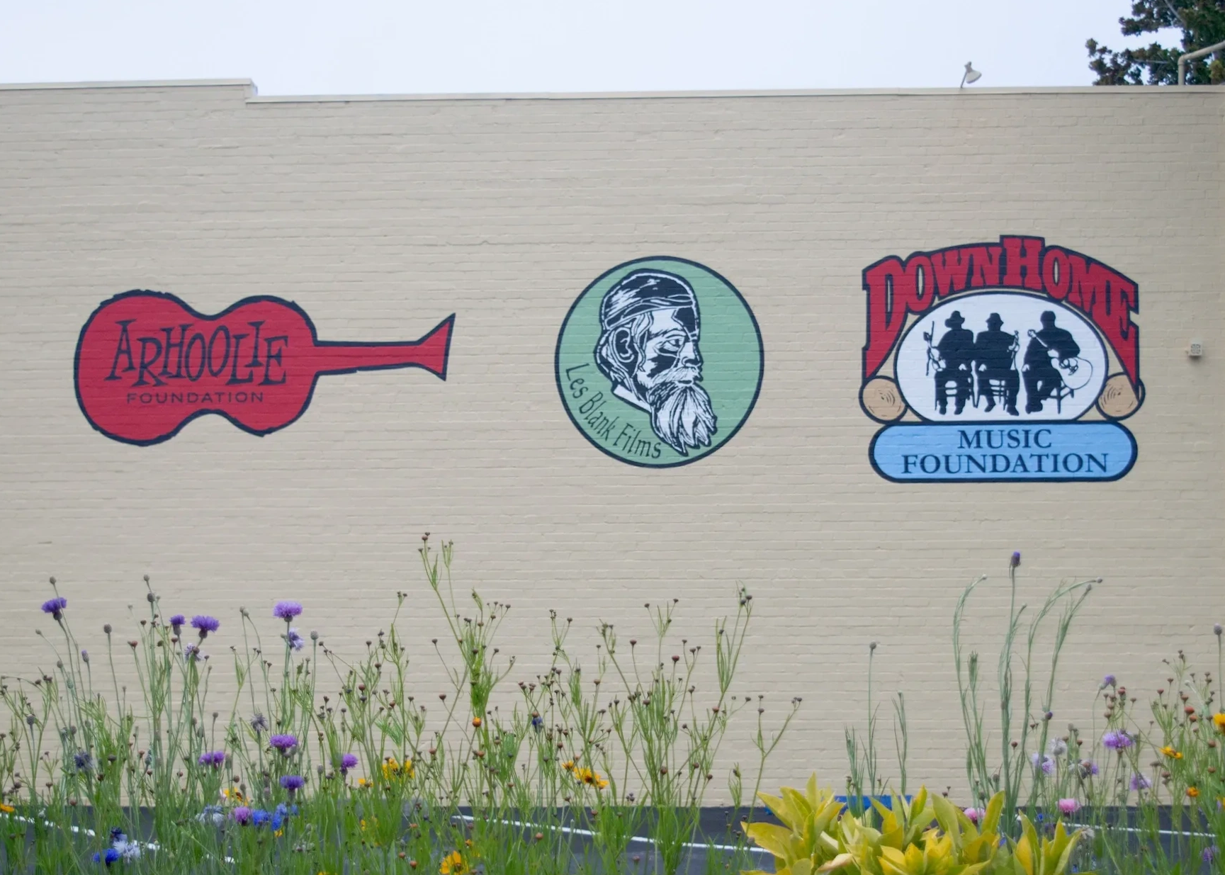 Logo Signage for the Arhoolie Foundation, Les Blank Films, and Down Home Music
