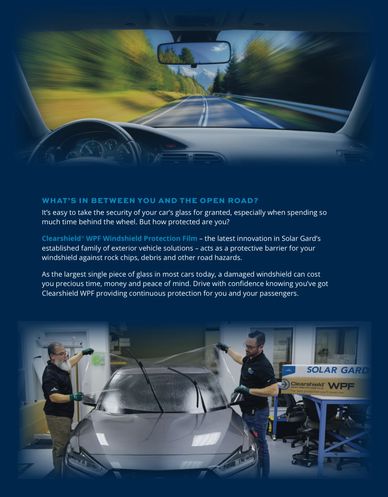 Informative text about Clearshield WPF Windshield Protection Film.