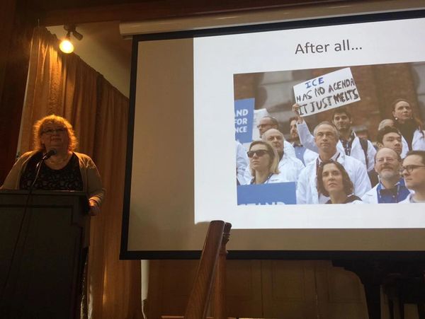 On the stage where Einstein stood and pitched war bonds, I spoke to Princeton’s Present Day Club.