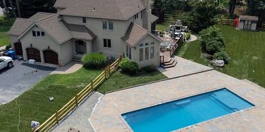Fiberglass Inground pool. Rectangular pool installed. Backyard pool