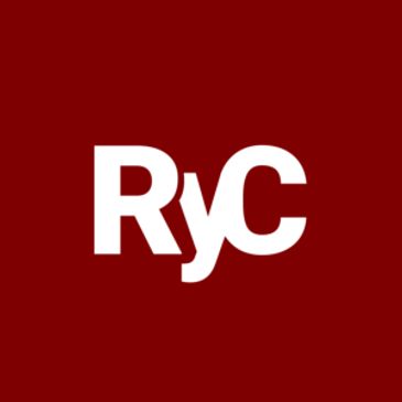White RYC logo on a dark red background.