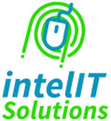 Logo of intelIT Solutions with a mouse and fingerprint design.