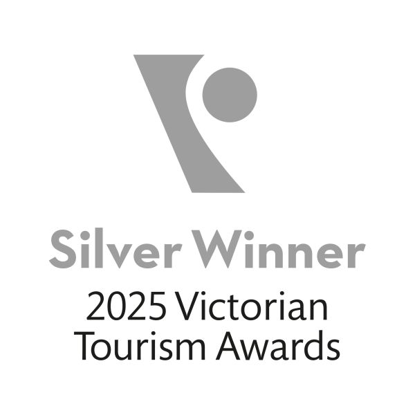 Silver Winner badge for 2025 Victorian Tourism Awards.