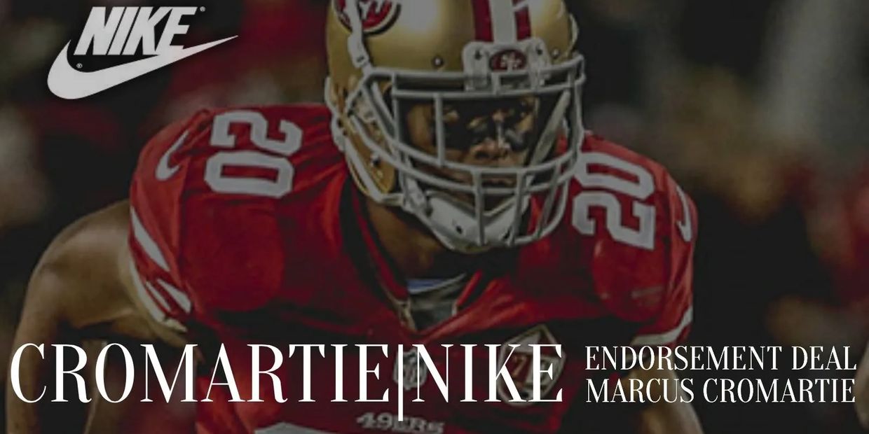 Nike endorses Marcus Cromartie in football gear.