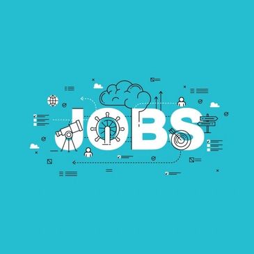 Jobs poster with white words 