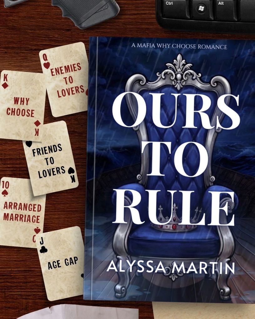 Book cover of 'Ours to Rule' by Alyssa Martin with playing cards.