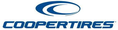 Cooper Tires logo with blue swirl design.