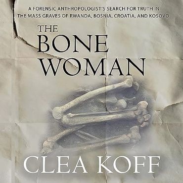 A murky image of a flexed postcranial human skeleton