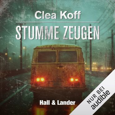 Rear of a rusty, yellow van on a rainslicked, foggy city street - cover of Clea Koff's Stumme Zeugen