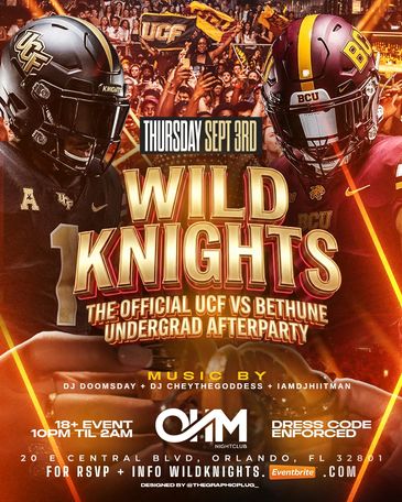 Promotional poster for UCF vs Bethune football afterparty.