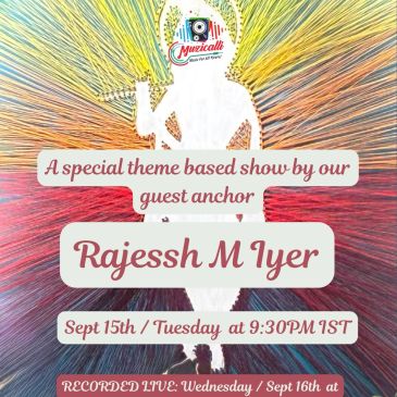 Event poster featuring guest anchor Rajessh M Iyer.