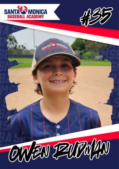 Young baseball player Owen Rudman from Santa Monica Baseball Academy.