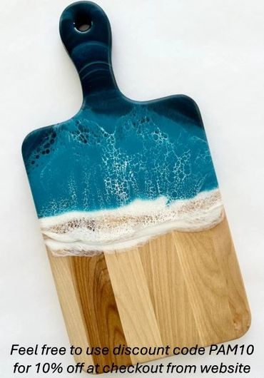 Coastal epoxy art cheeseboard