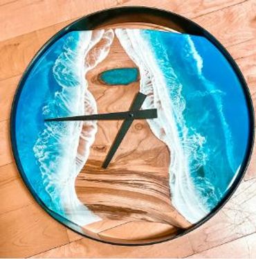coastal epoxy art clocks artist