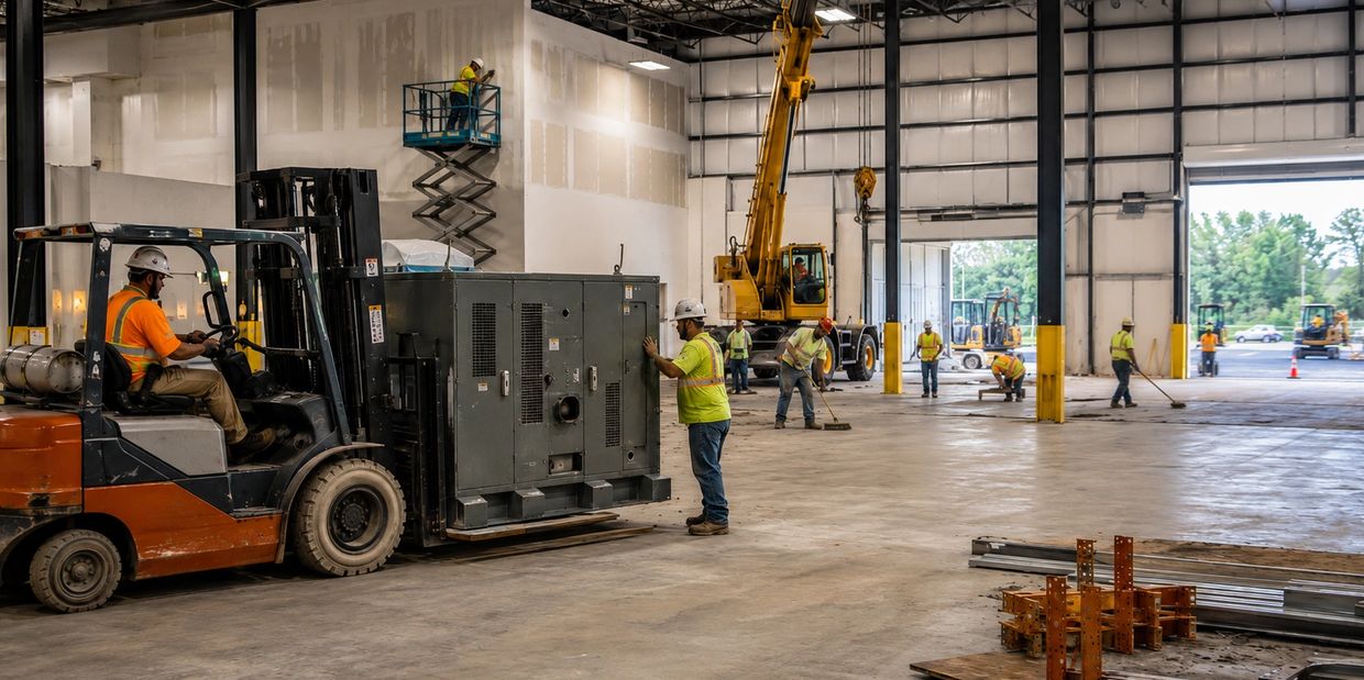 Industrial facility preparation, equipment moving, racking removal, & concrete by CCS in Wisconsin.