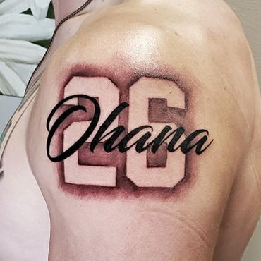 Ohana 26 family lettering tattoo