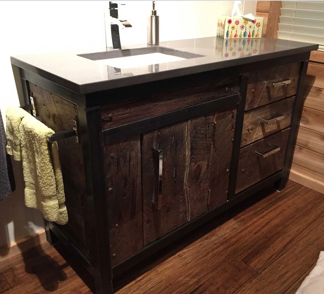 Bathroom Vanity created with Barn Board
Custom Plated Hands
