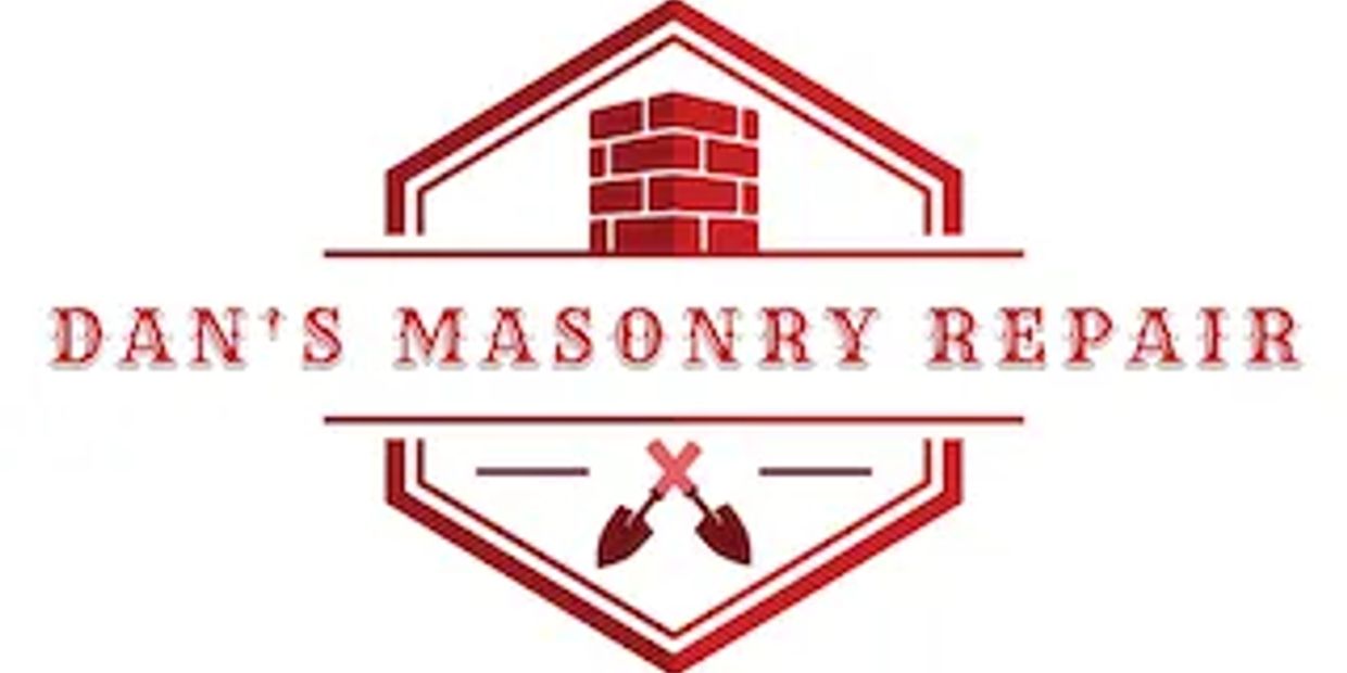 Logo for Dan's Masonry Repair with bricks and tools.