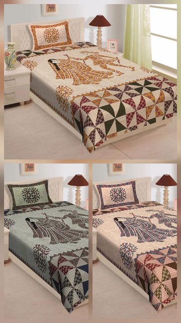 Single bedsheet 
1+1

single bedsheet with Pillow Cover
 
Size:- 63x90 (1+1)
Fabric:- Cotton 
Packag