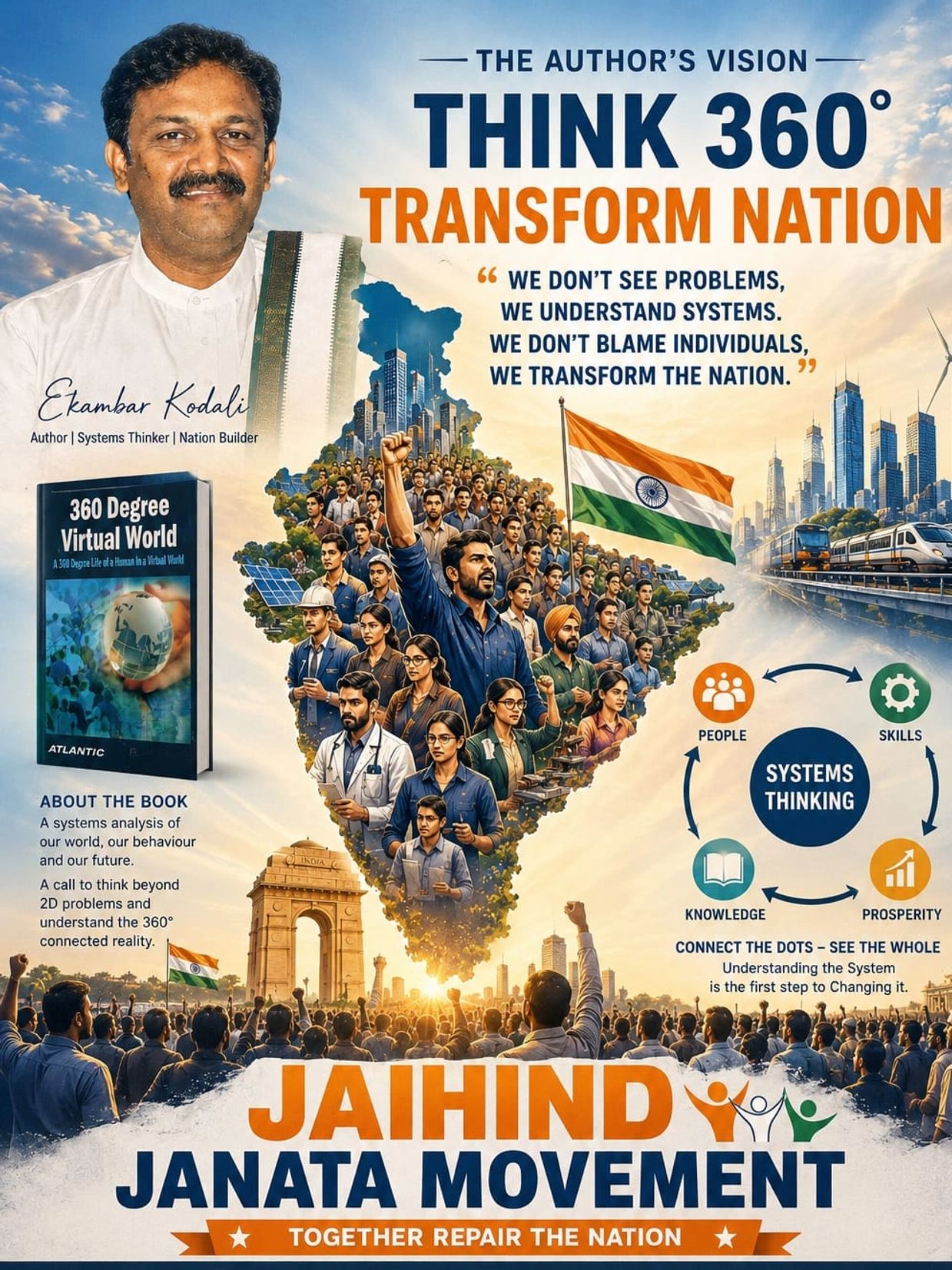 Motivational poster on nation transformation and systems thinking.