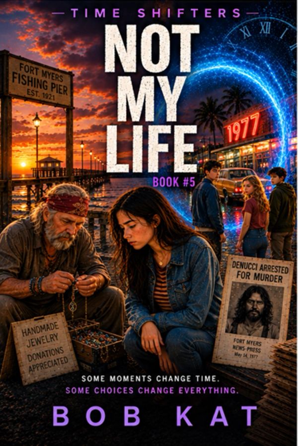 Book cover of Not My Life with a time-shift theme.