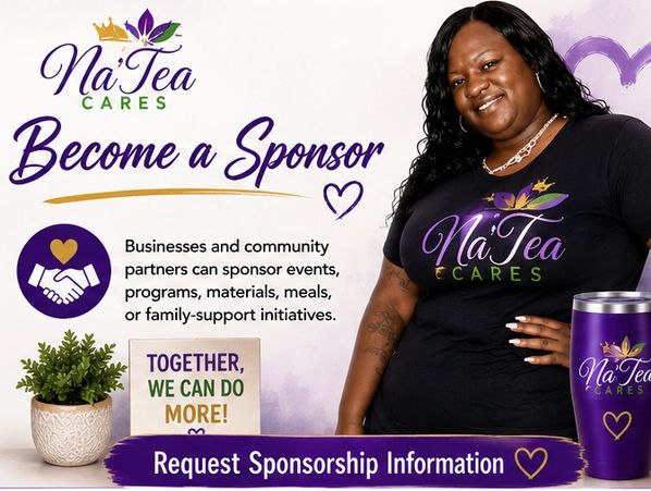Na'Tea Cares sponsorship invitation with a smiling woman