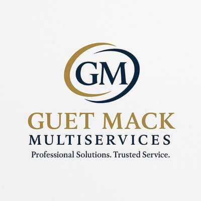 Logo of Guet Mack Multiservices with slogan.