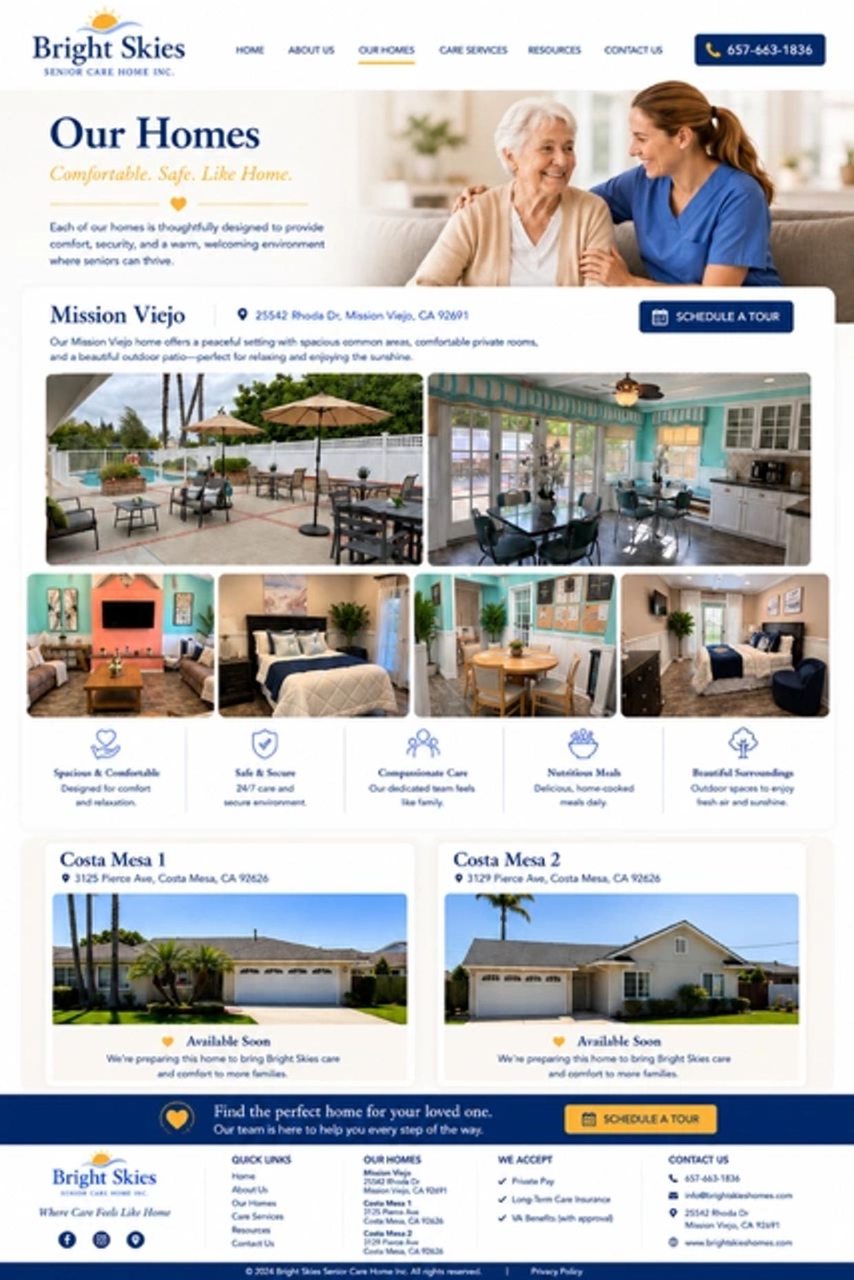 Bright Skies senior care homes offering comfort, safety, and compassionate care in Mission Viejo and Costa Mesa.