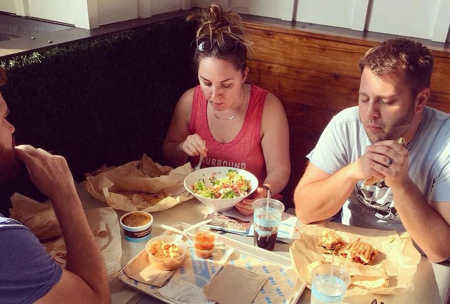 Jaime Mestan and Friends sharing a meal in SoCal