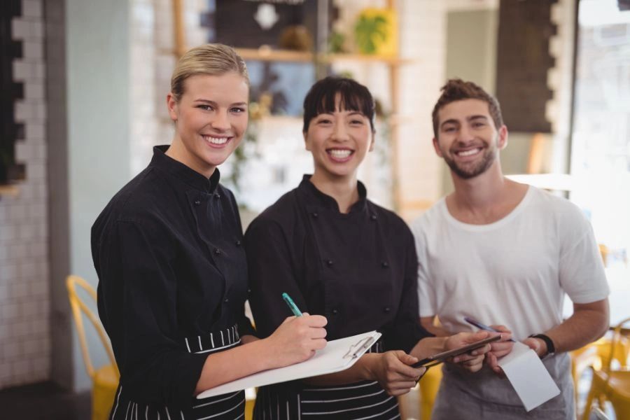 Happy wait staff