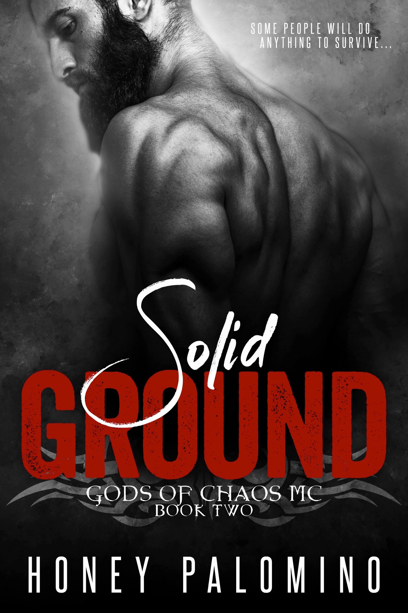 Muscular man with beard and survival caption on a book cover.